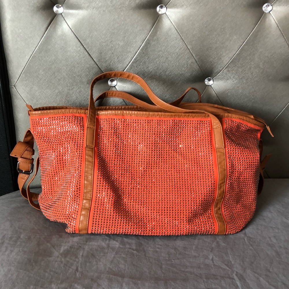 Galian New York Large Orange Bag with Rhinestones - Picture 3 of 8